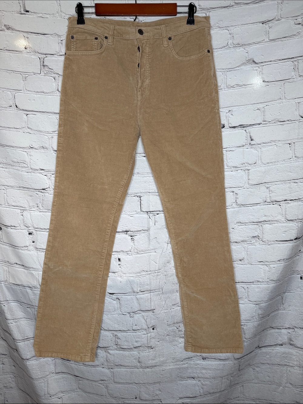 6397 Tan Classic Corduroy Straight-Leg Pants in Tan Size 31 Excellent Condition
